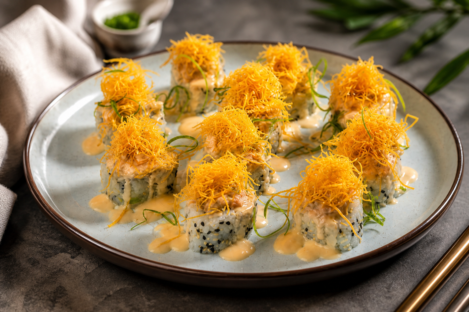 Maki Sushi de Camarón en Tártar de Salmón